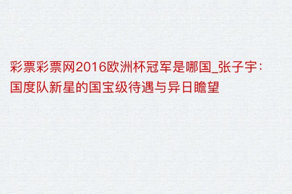 彩票彩票网2016欧洲杯冠军是哪国_张子宇：国度队新星的国宝级待遇与异日瞻望